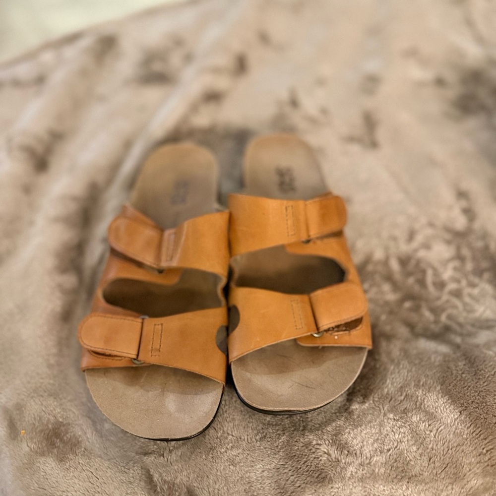 Tan SAS Leather Double Strap Sandals
